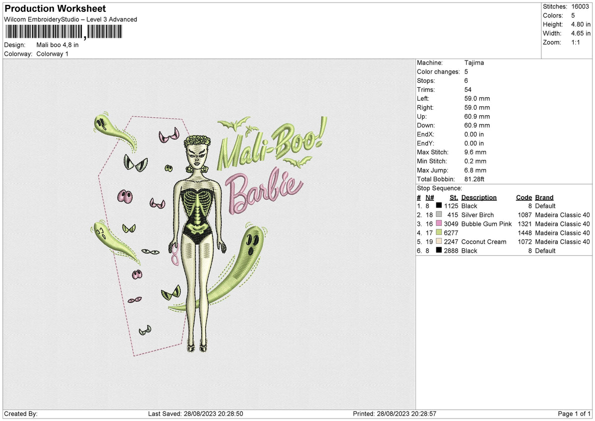 Mali Boo Embroidery File 6 size