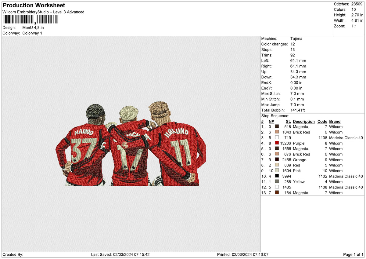 ManU Embroidery File 6 size