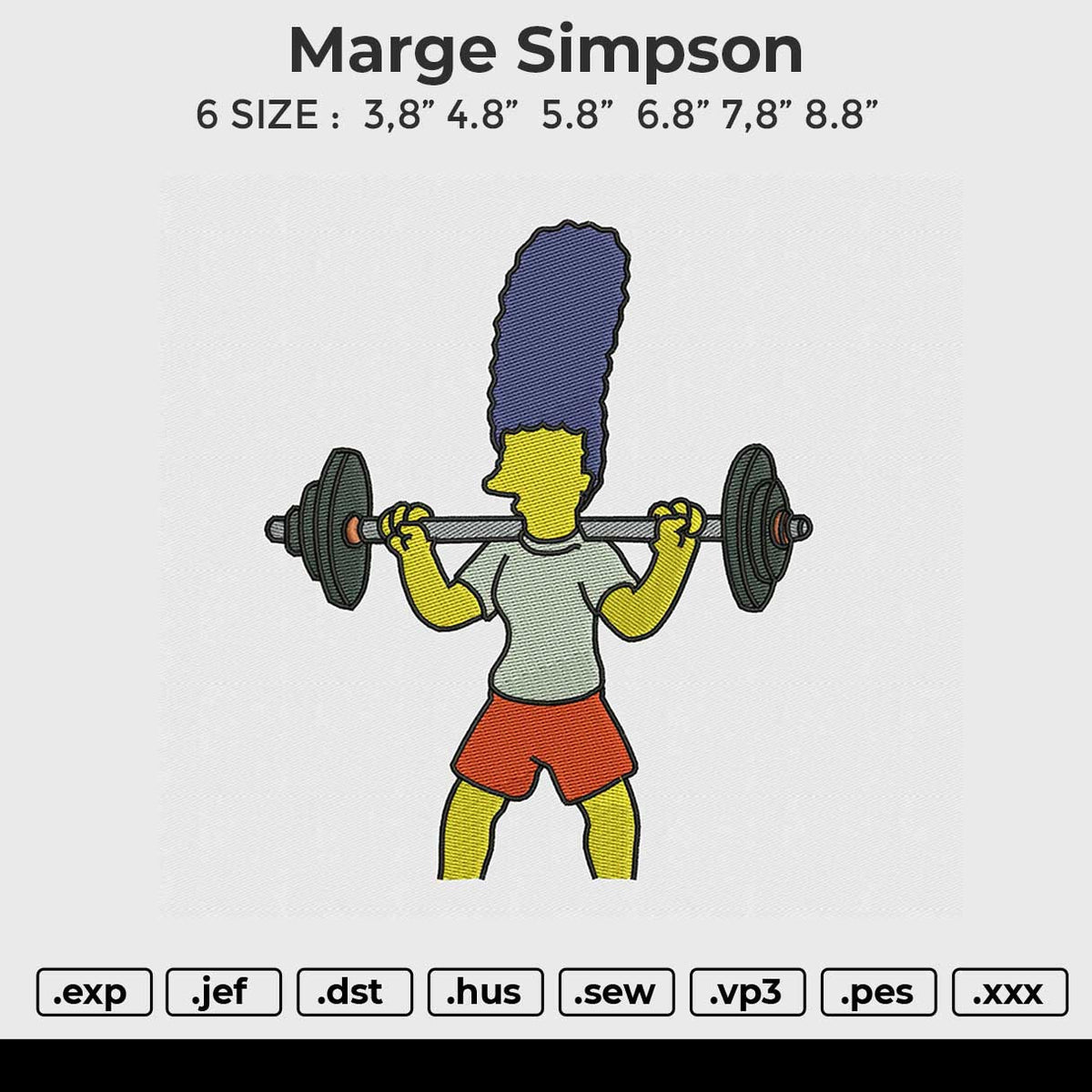 Marge Simpson Embroidery File&nbsp;6 size