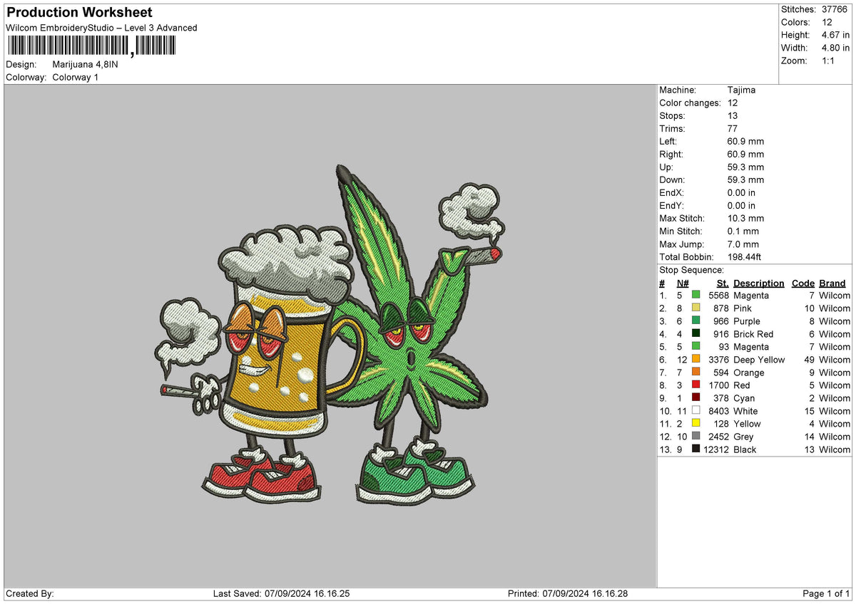 Beers 0709 Embroidery File 6 sizes