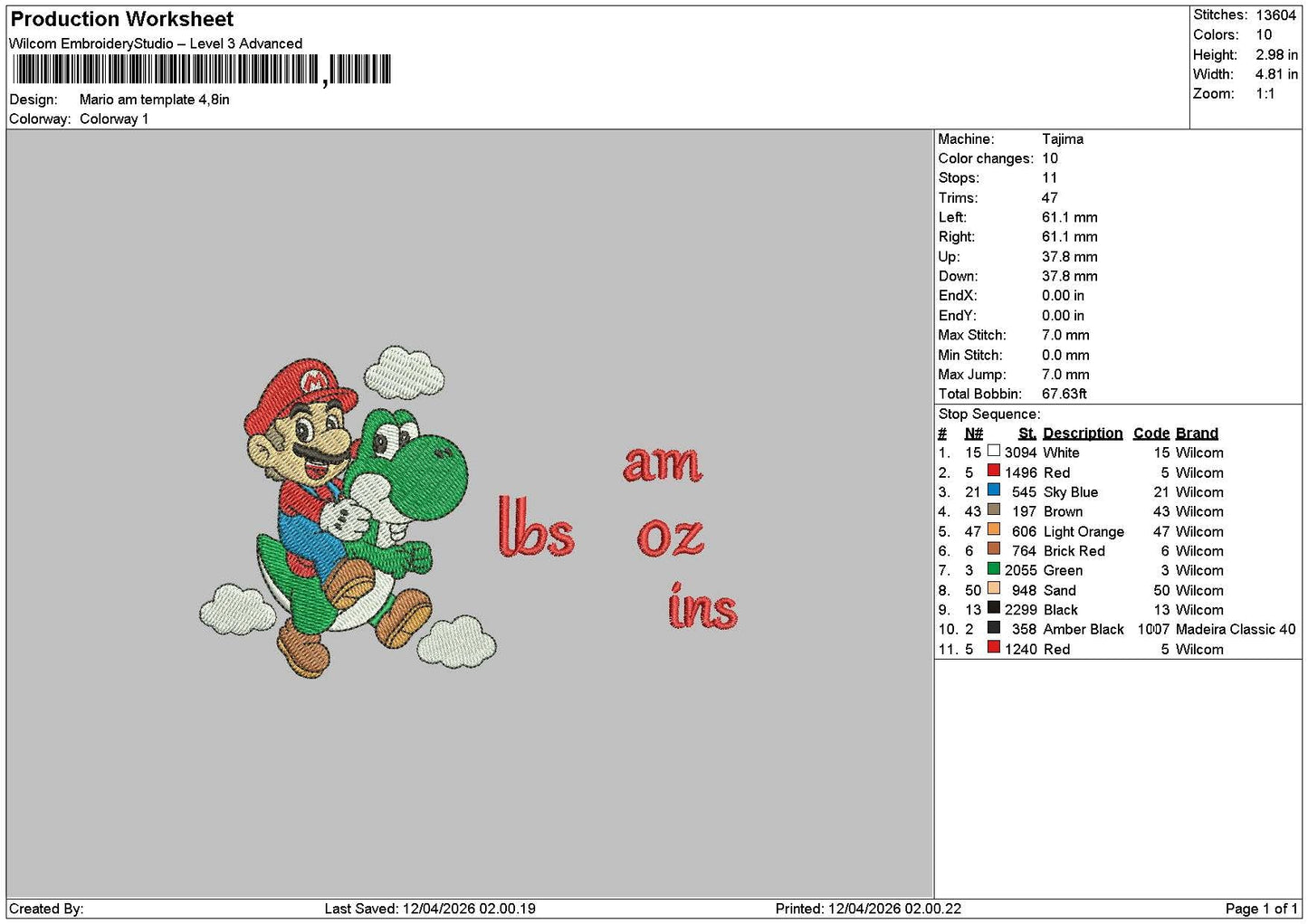 Mario Am Pm Embroidery 2 Files