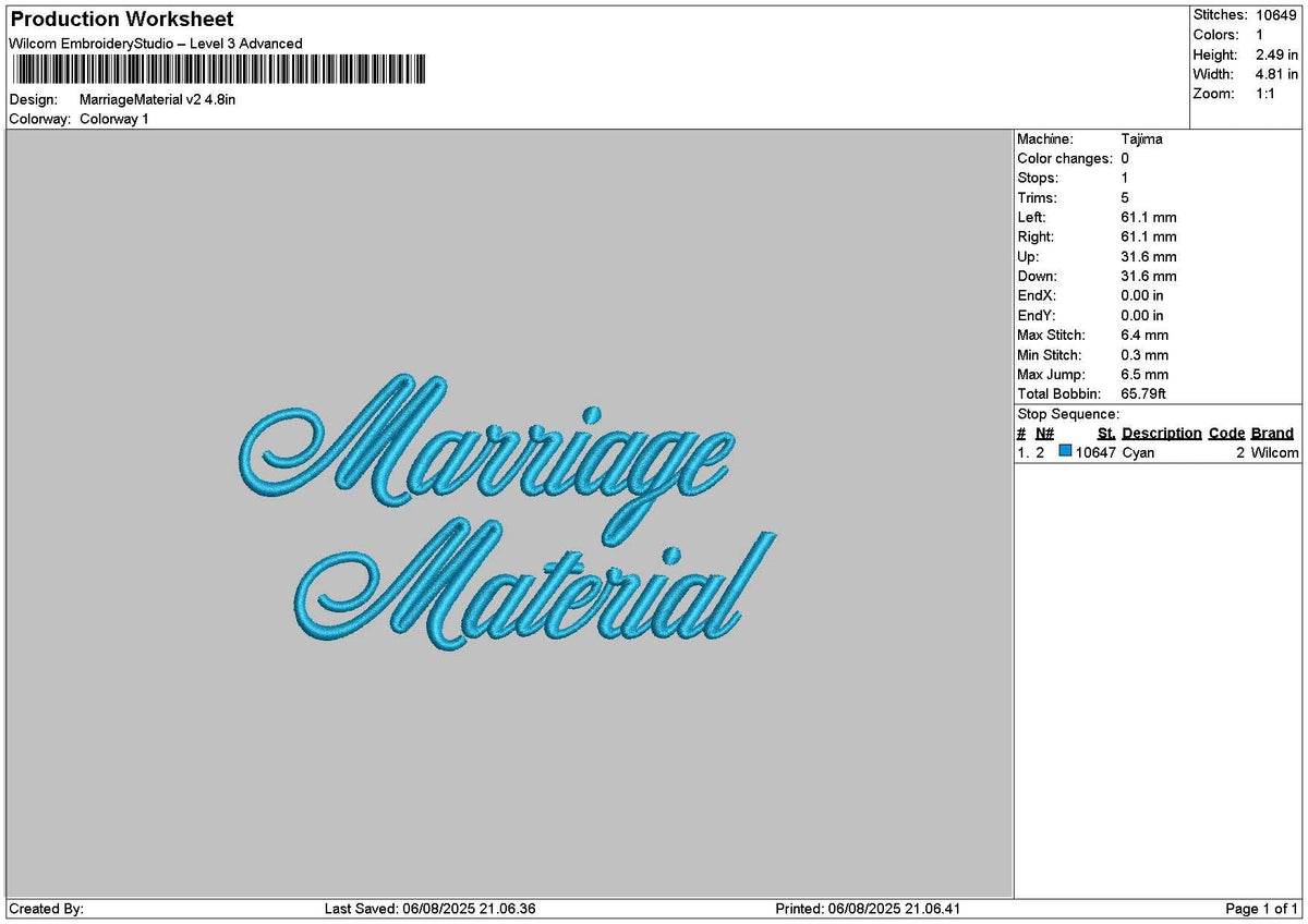 Marriagetext V2 Embroidery File 6 sizes