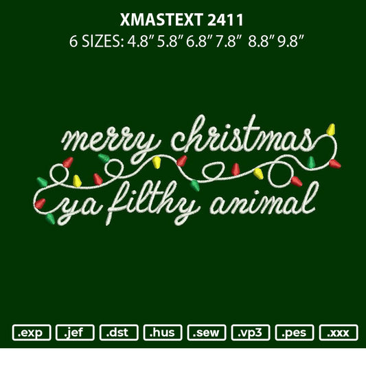 Xmastext 2411 Embroidery File 6 sizes
