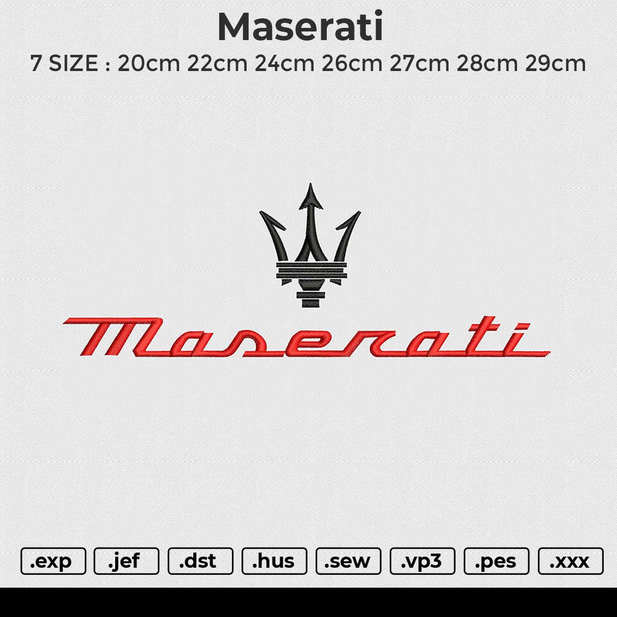 Maserati Embroidery File 6 size