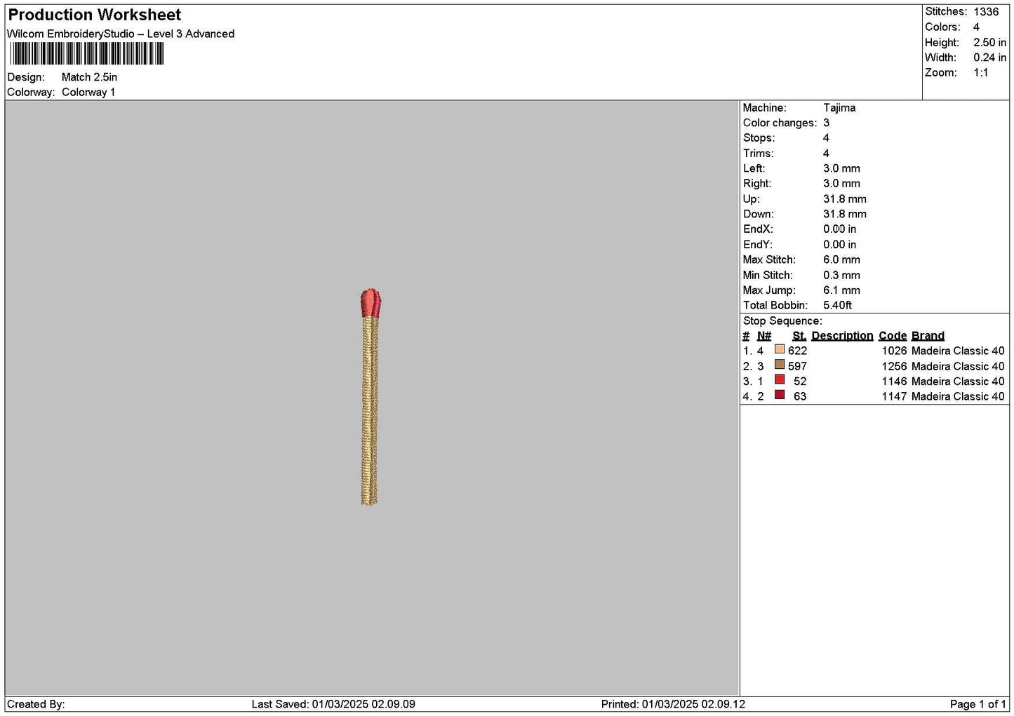 Match Embroidery File 6 sizes