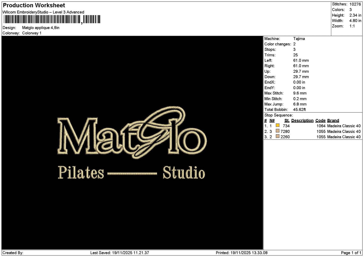 Matglotext App Embroidery File 6 sizes