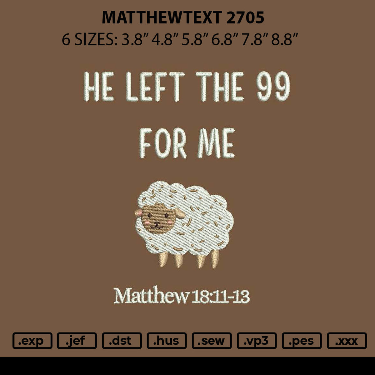 Matthewtext 2705 Embroidery File 6 sizes