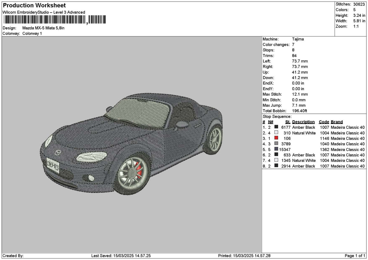 Grey Car 1503 Embroidery File 6 sizes
