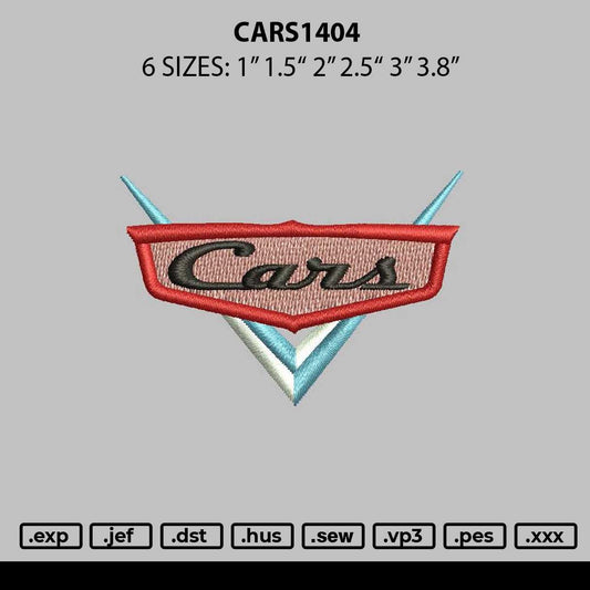 Cars1404 Embroidery File 6 sizes
