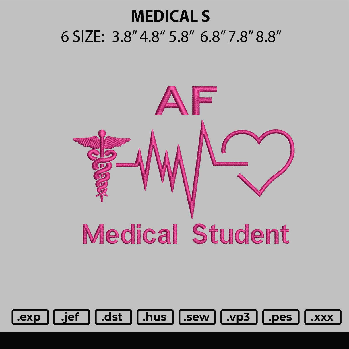 Medical S Embroidery File 6 sizes