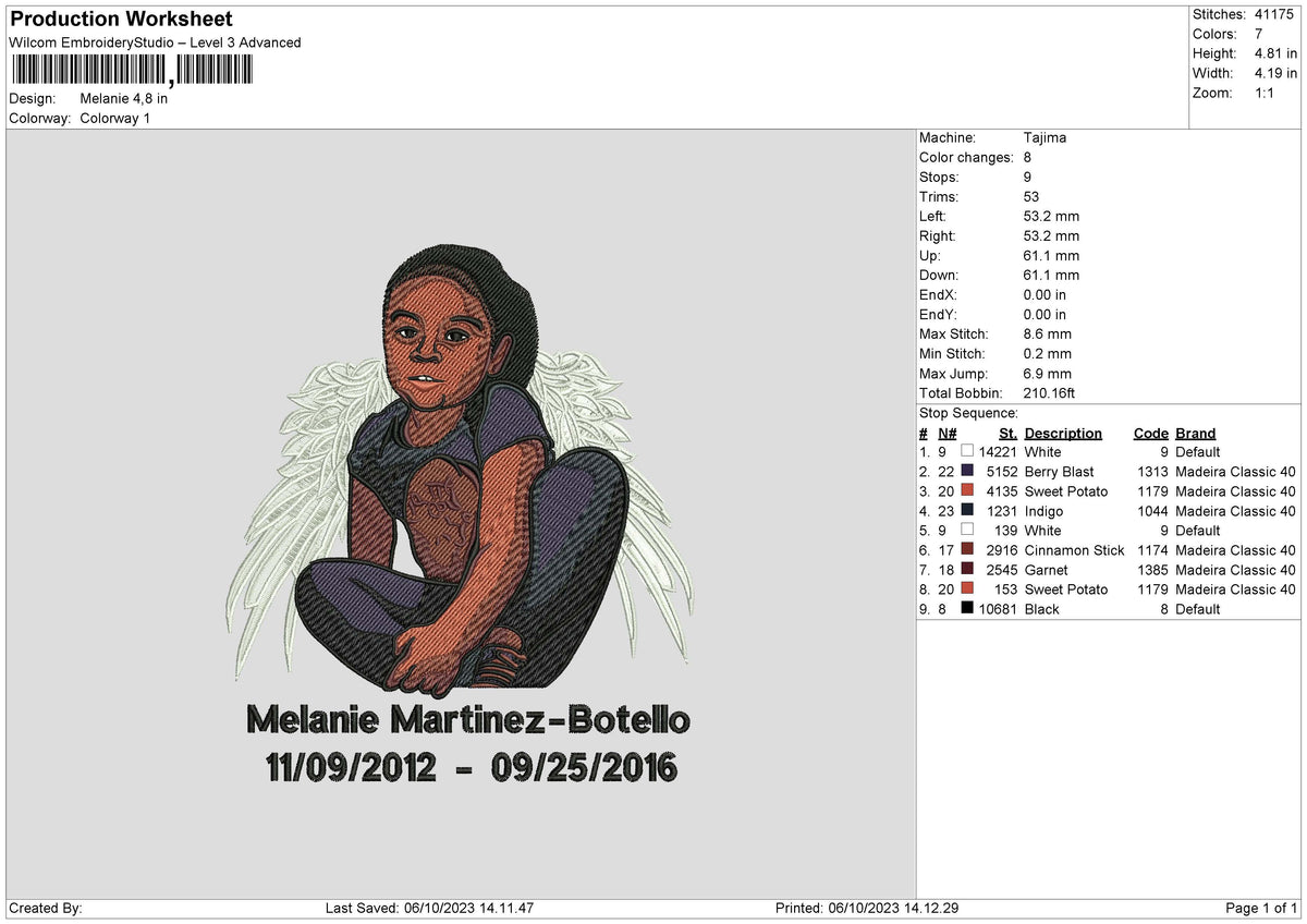 Melanie Embroidery File 6 sizes