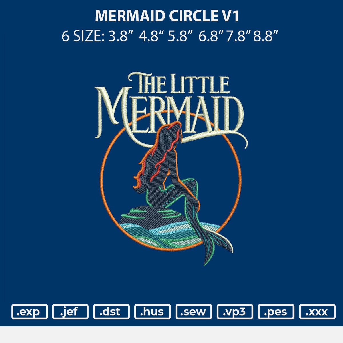 Mermaid Circle V1 Embroidery File 6 sizes