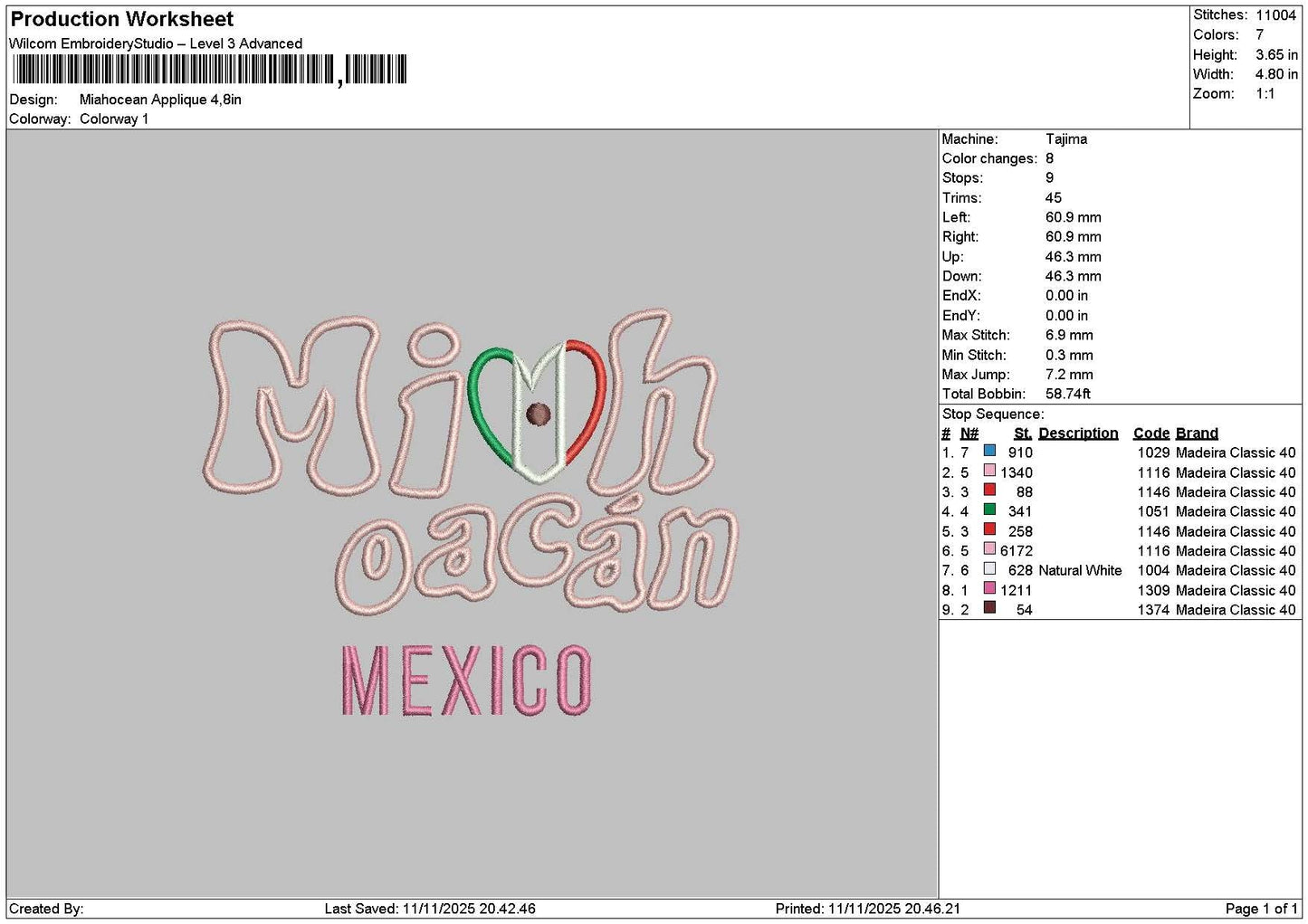 Mexicotext 1011 Embroidery File 6 sizes