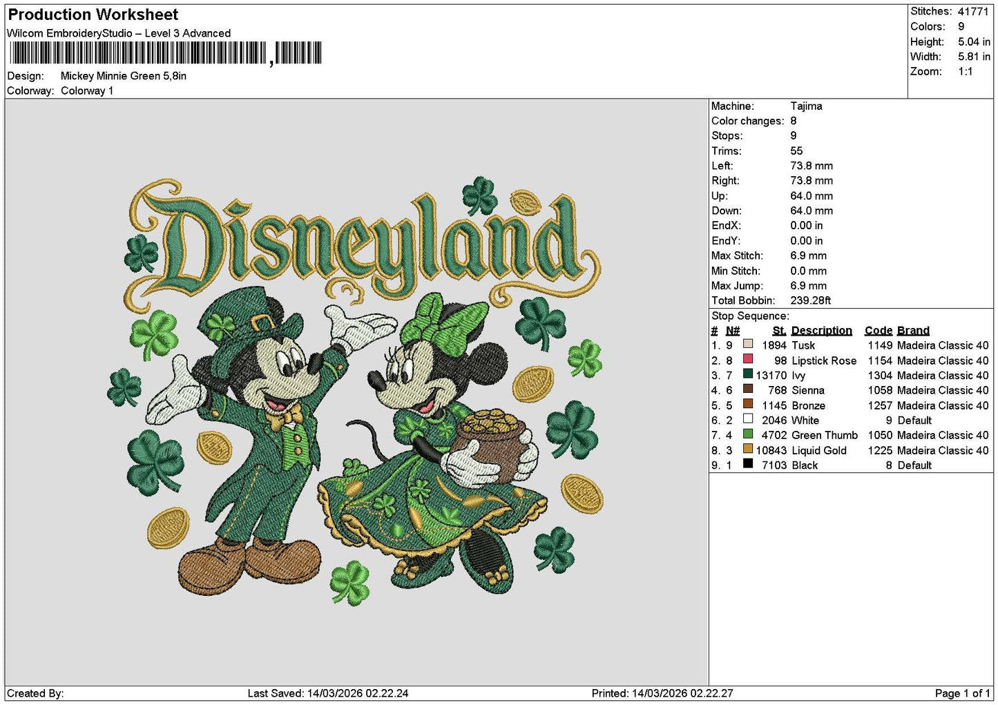 Mickeyminnie 1403 Embroidery File 6 sizes
