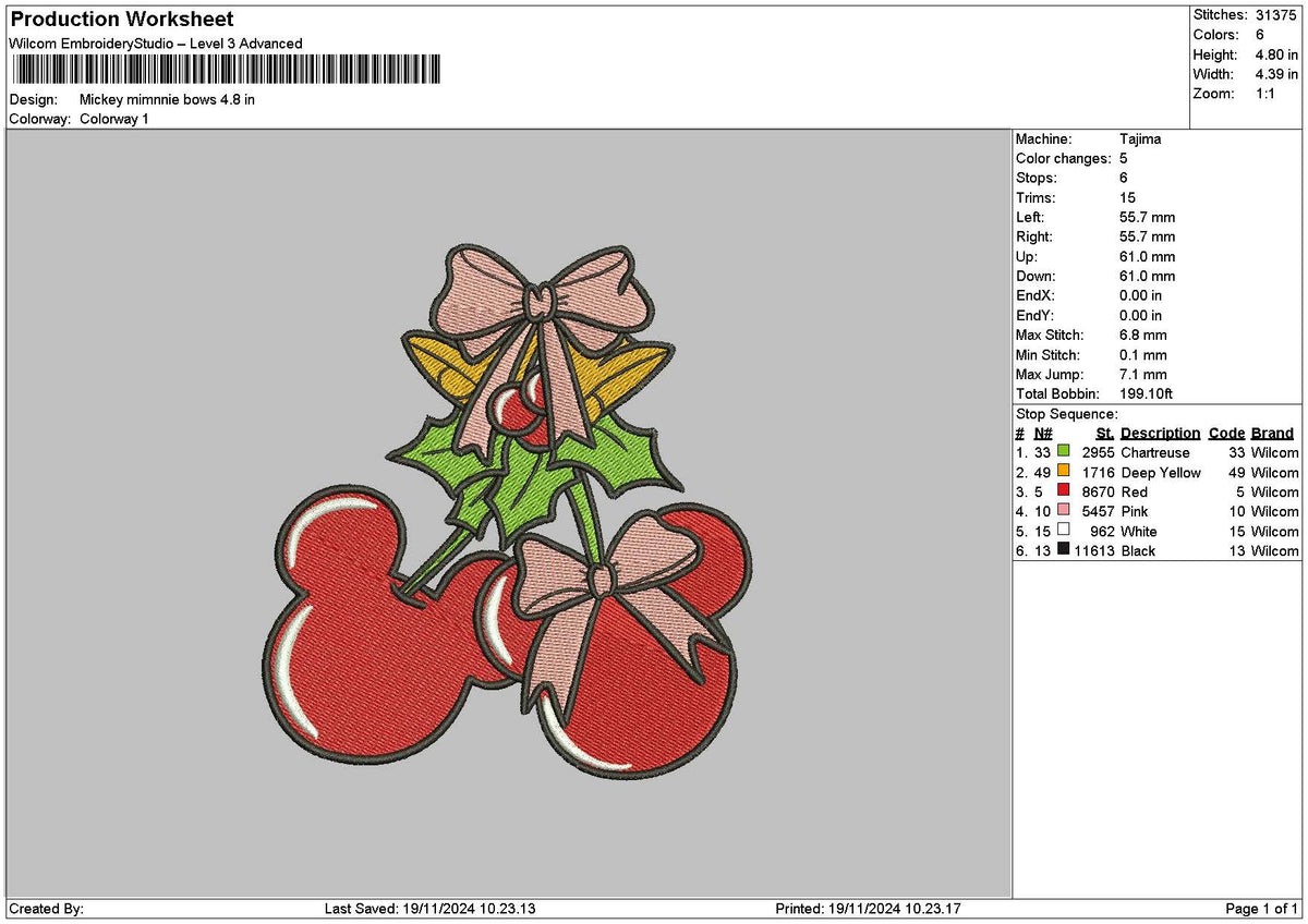 Redbows 01 Embroidery File 6 sizes