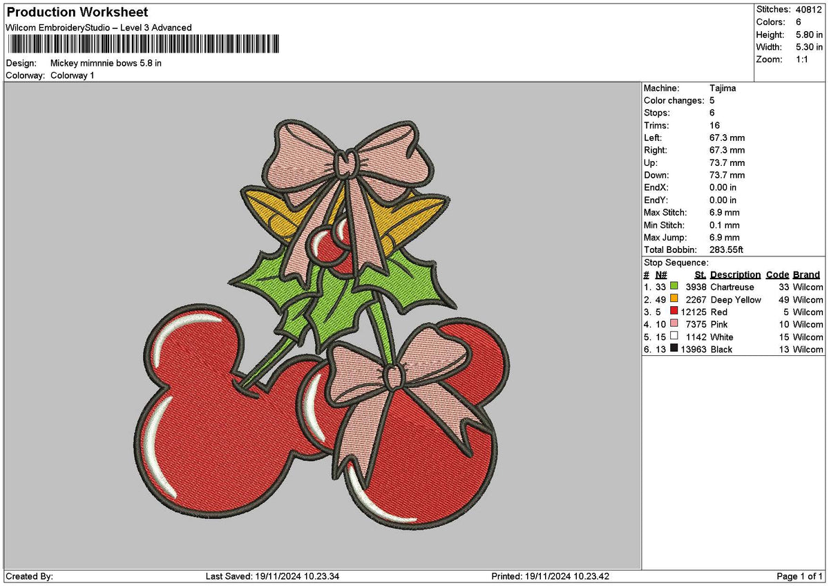 Redbows 01 Embroidery File 6 sizes