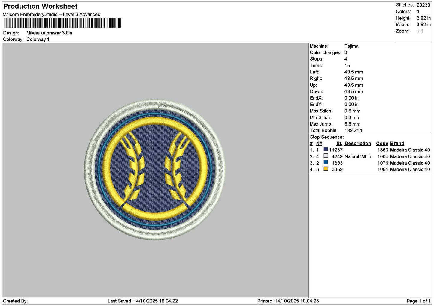 Ball 1410 Embroidery File 6 sizes
