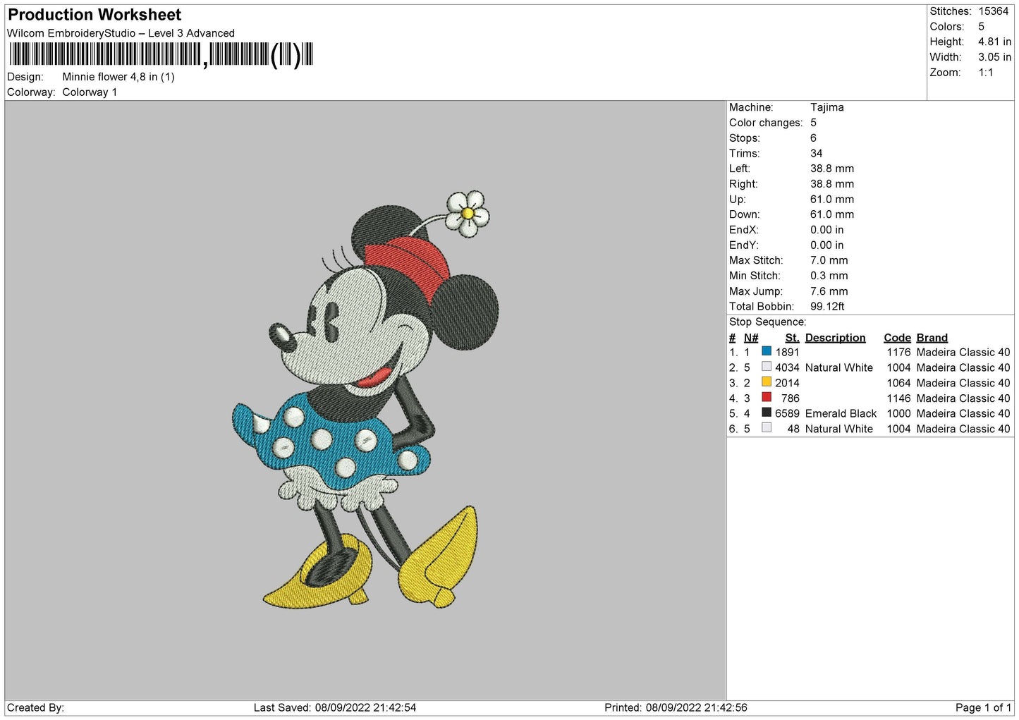 minnie flower Embroidery
