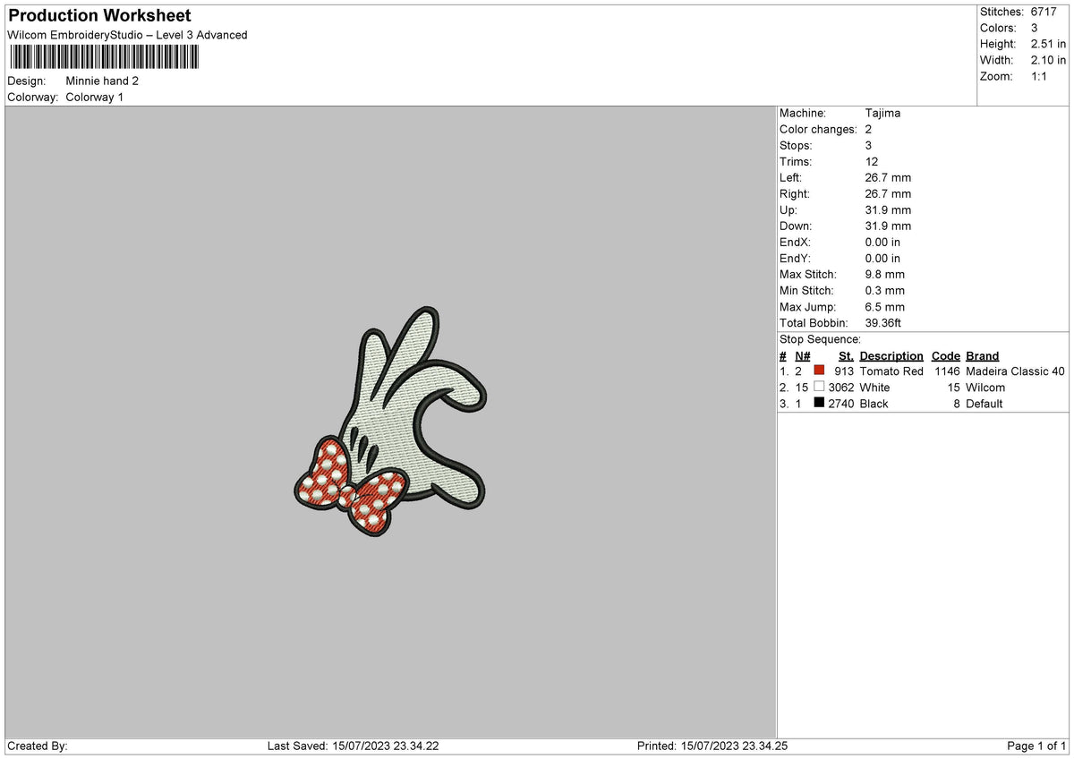 Minnie Hand Embroidery File 6 sizes