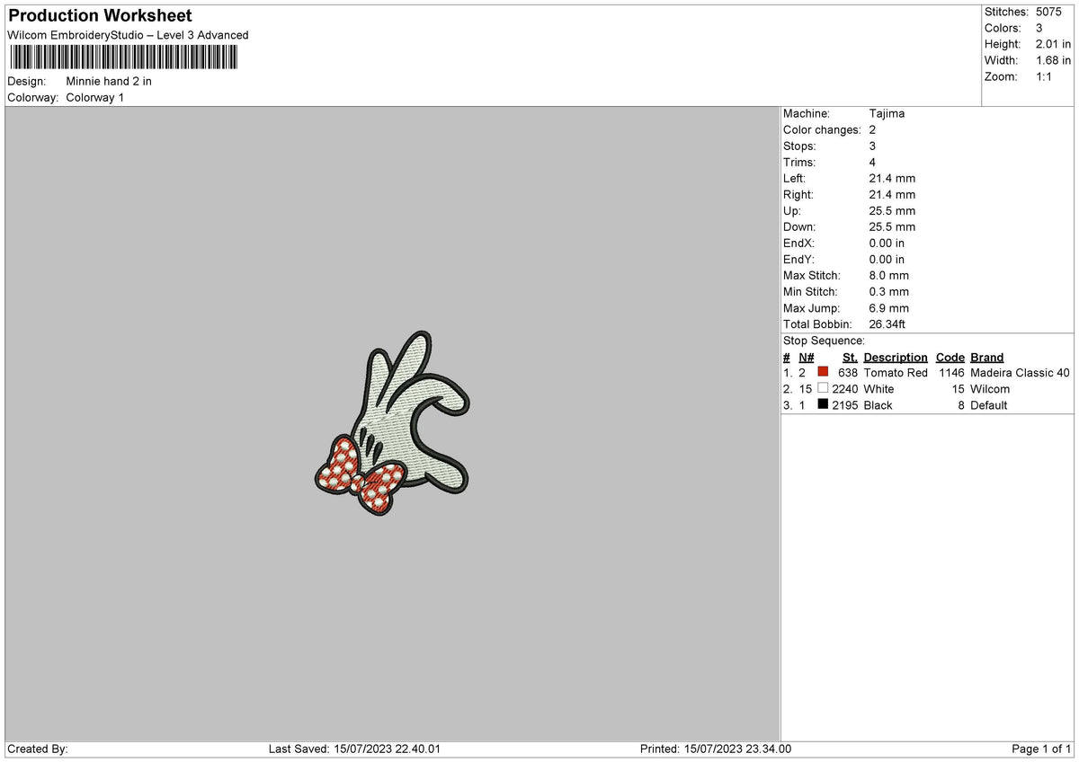 Minnie Hand Embroidery File 6 sizes