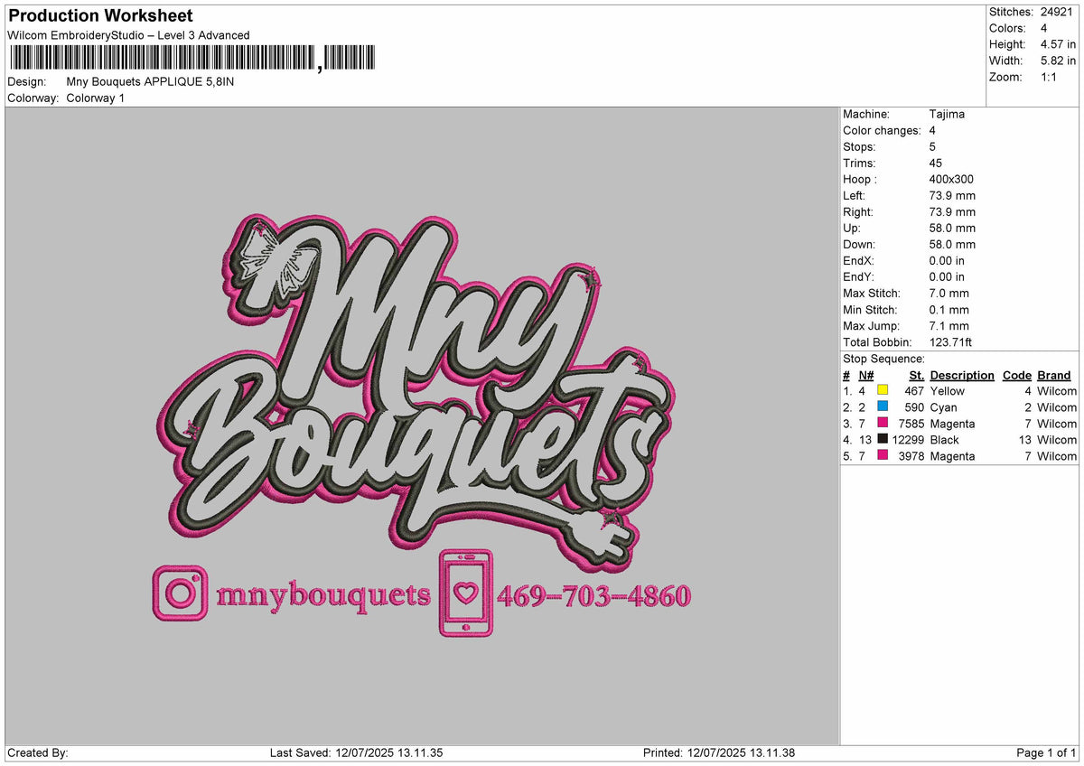 Mnytext Applique Embroidery File 6 sizes