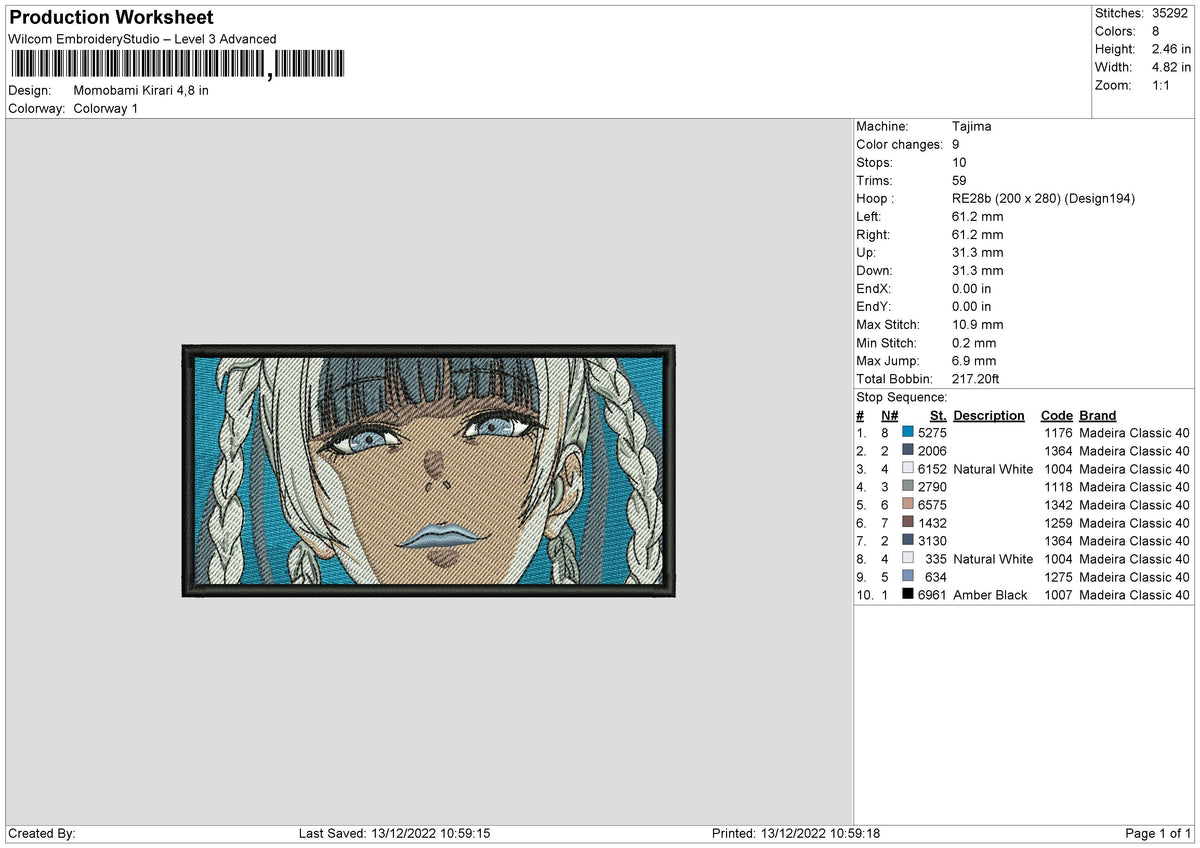 Kirari Momo Embroidery File 6 sizes