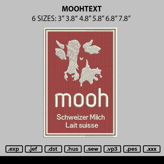 Moohtext Embroidery File 6 sizes