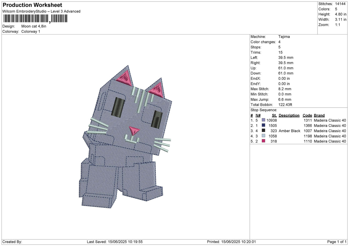 Moon cat Embroidery File 6 size