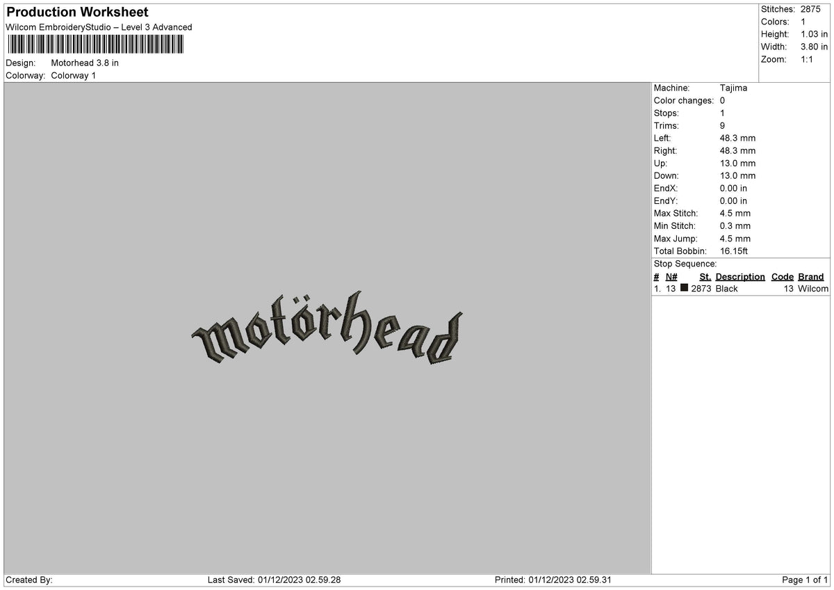 Motherhead Text Embroidery File 6 sizes