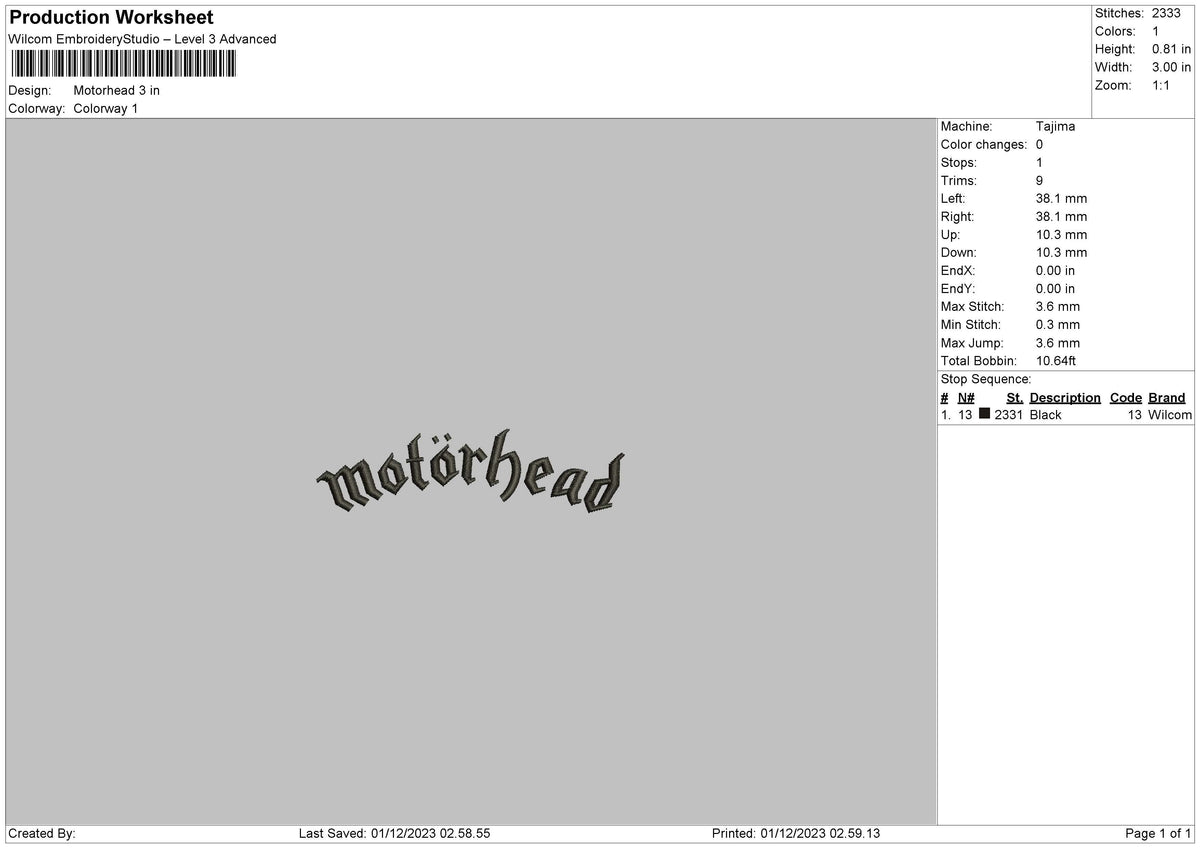 Motherhead Text Embroidery File 6 sizes
