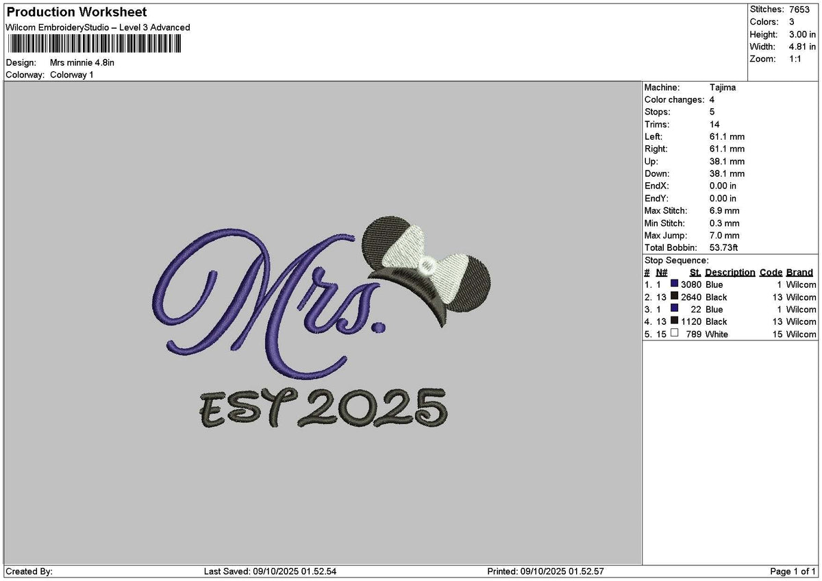 Mrs2025 Embroidery File 6 sizes