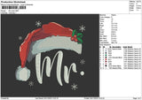 Mrmrs Xmas Embroidery File 6 sizes