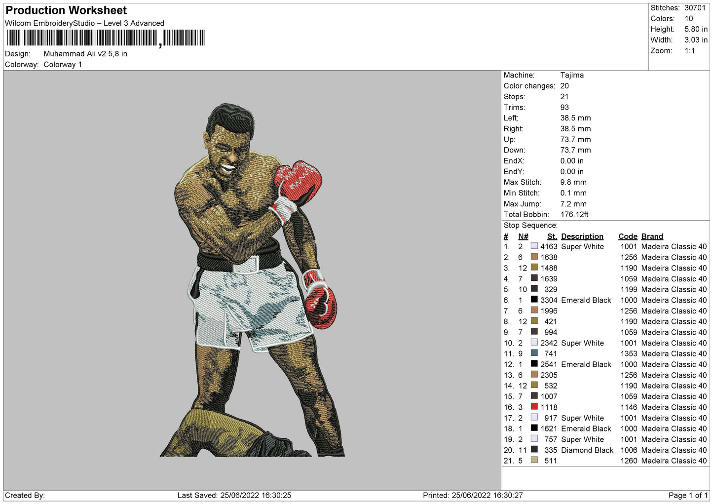 Muhammad Ali v2 Embroidery