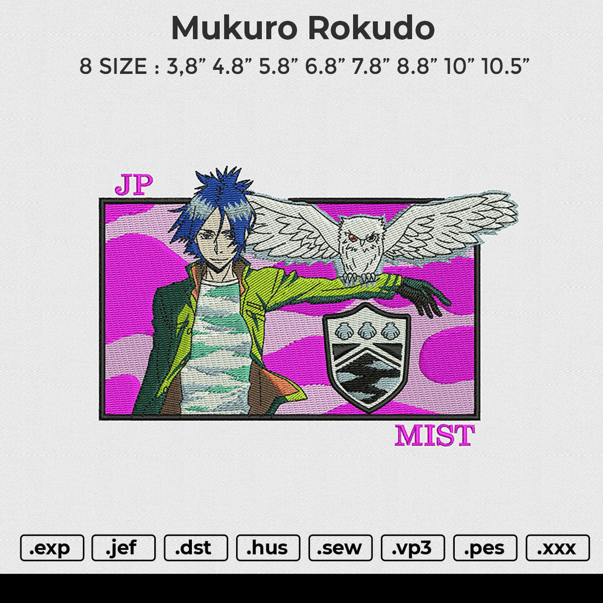 Mukuro Rokudo Embroidery File 6 sizes