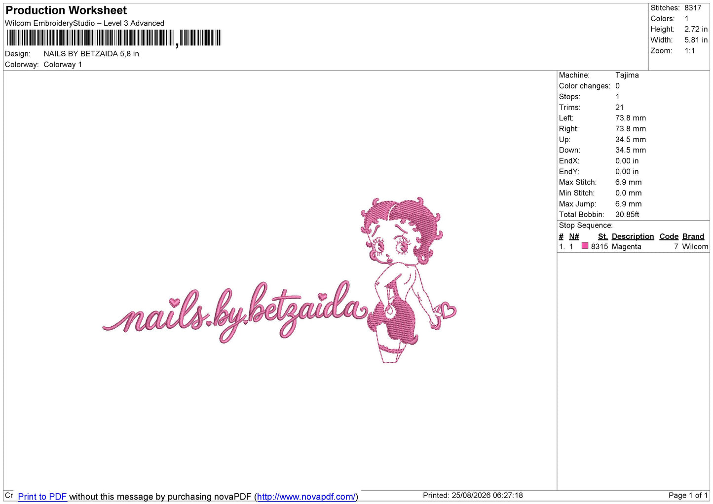 NAILS BY BETZAIDA Embroidery Machine Design File 6 sizes