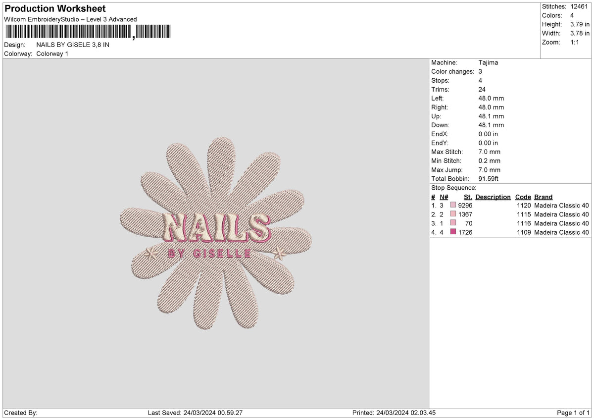 Giseletext Embroidery File 6 sizes