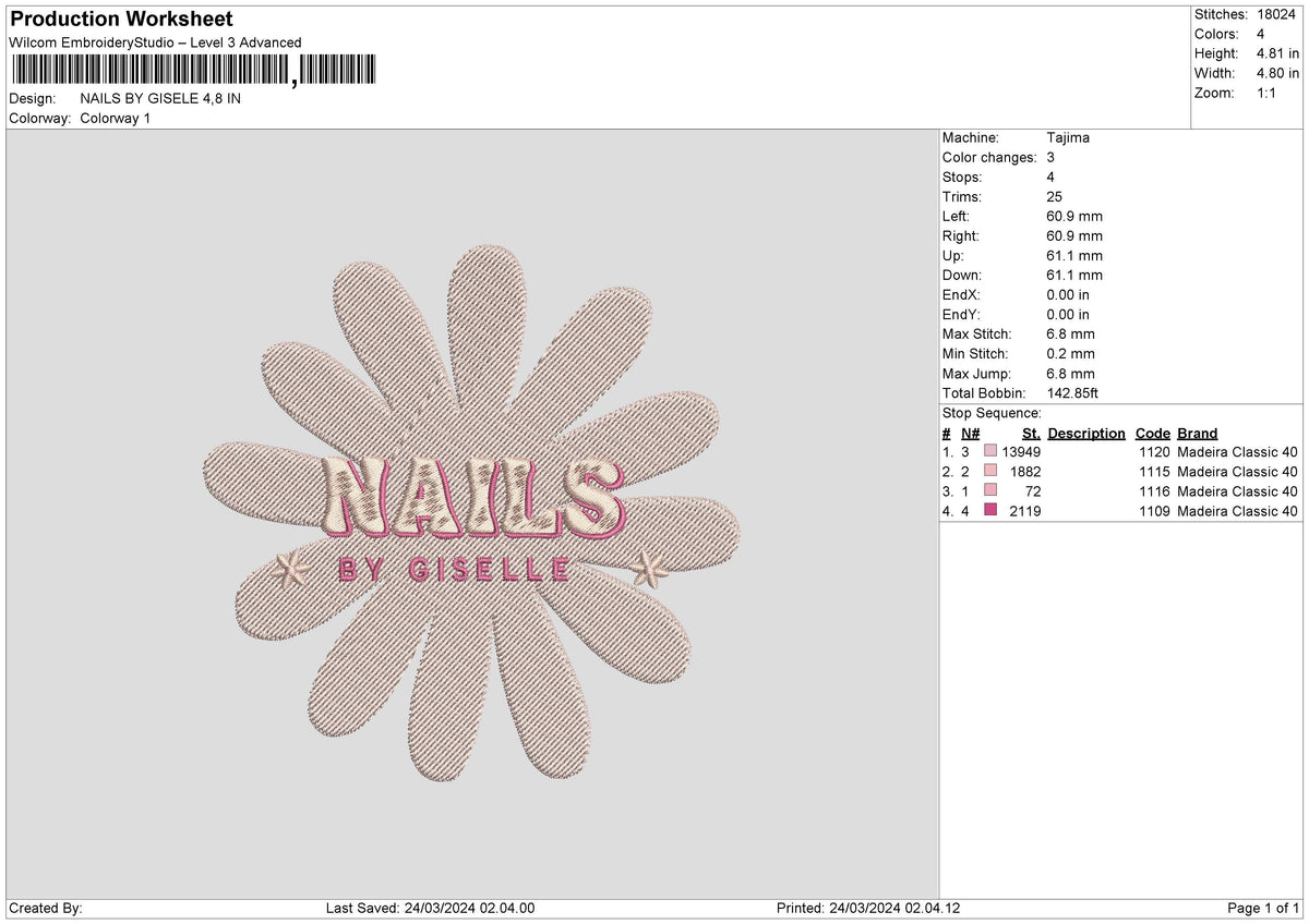 Giseletext Embroidery File 6 sizes
