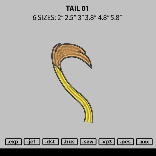 Tail 01 Embroidery File 6 sizes