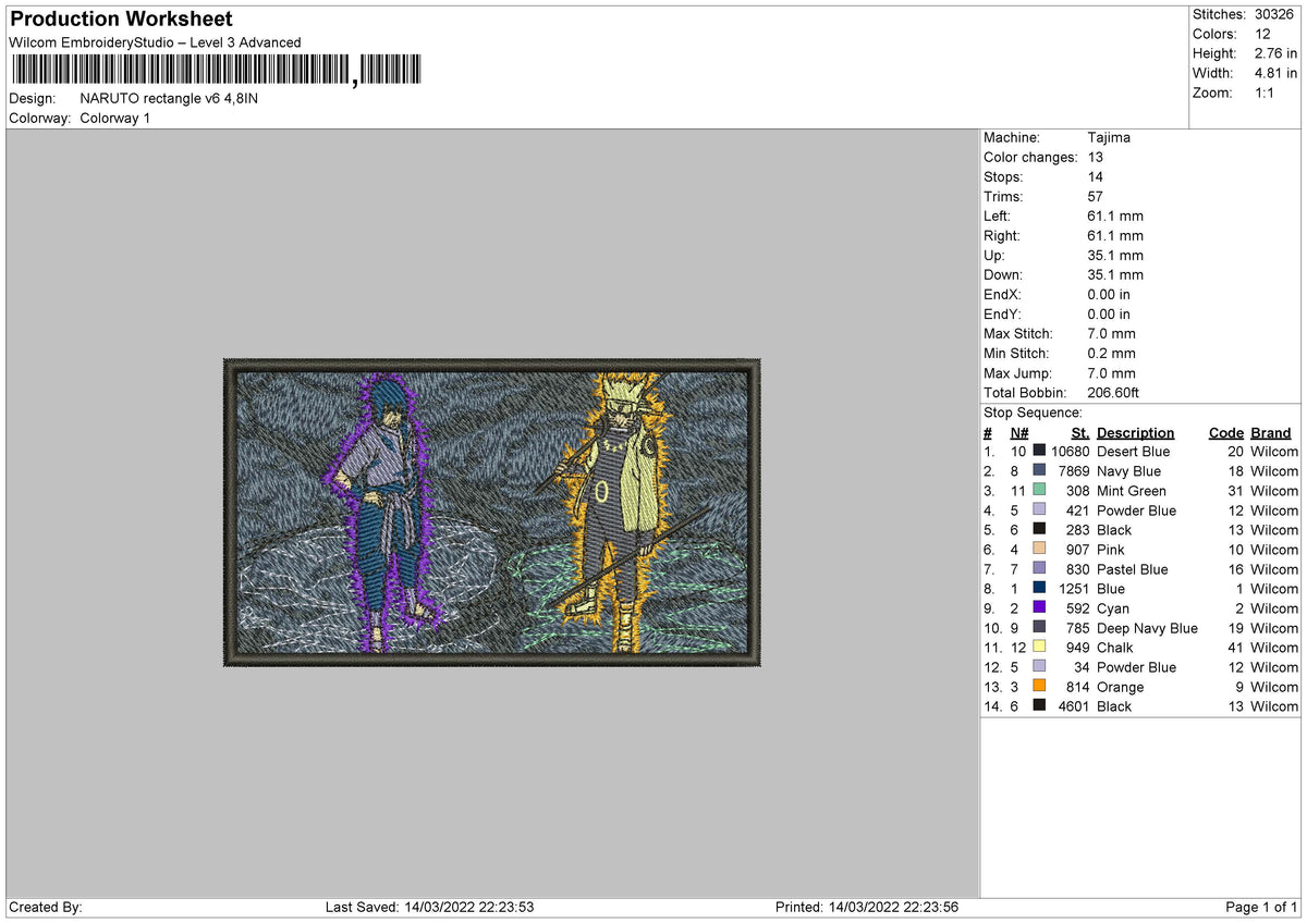 Naruto Rectangle V6 Embroidery