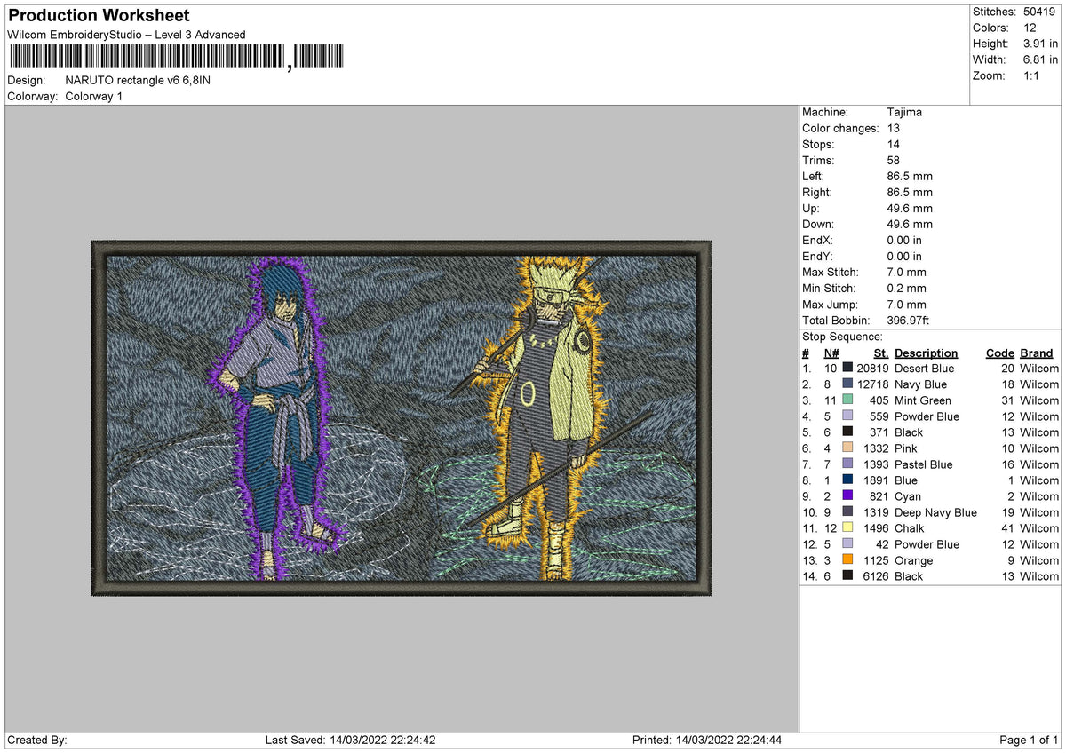 Naruto Rectangle V6 Embroidery