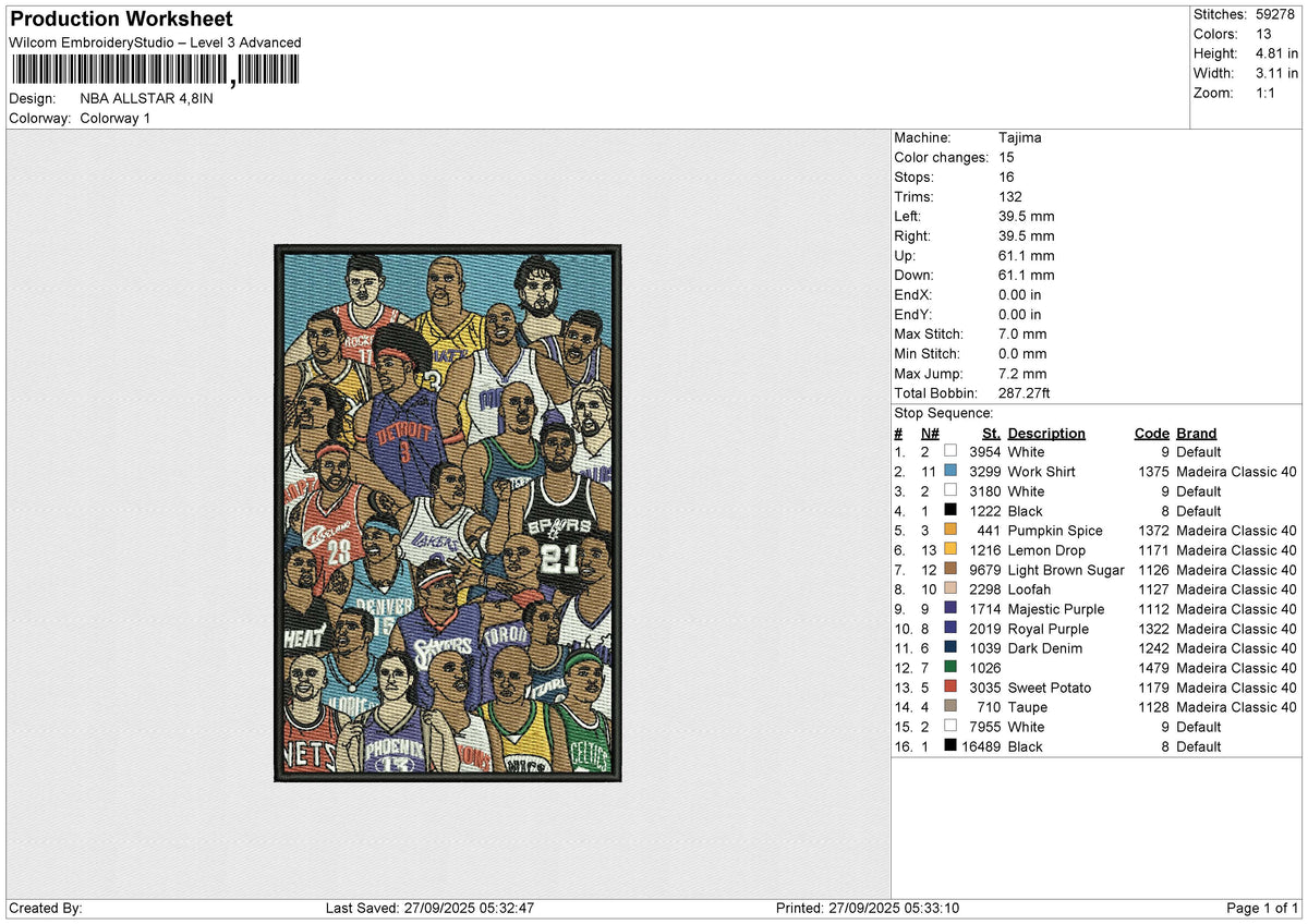 NBA ALLSTAR Embroidery File 6 size