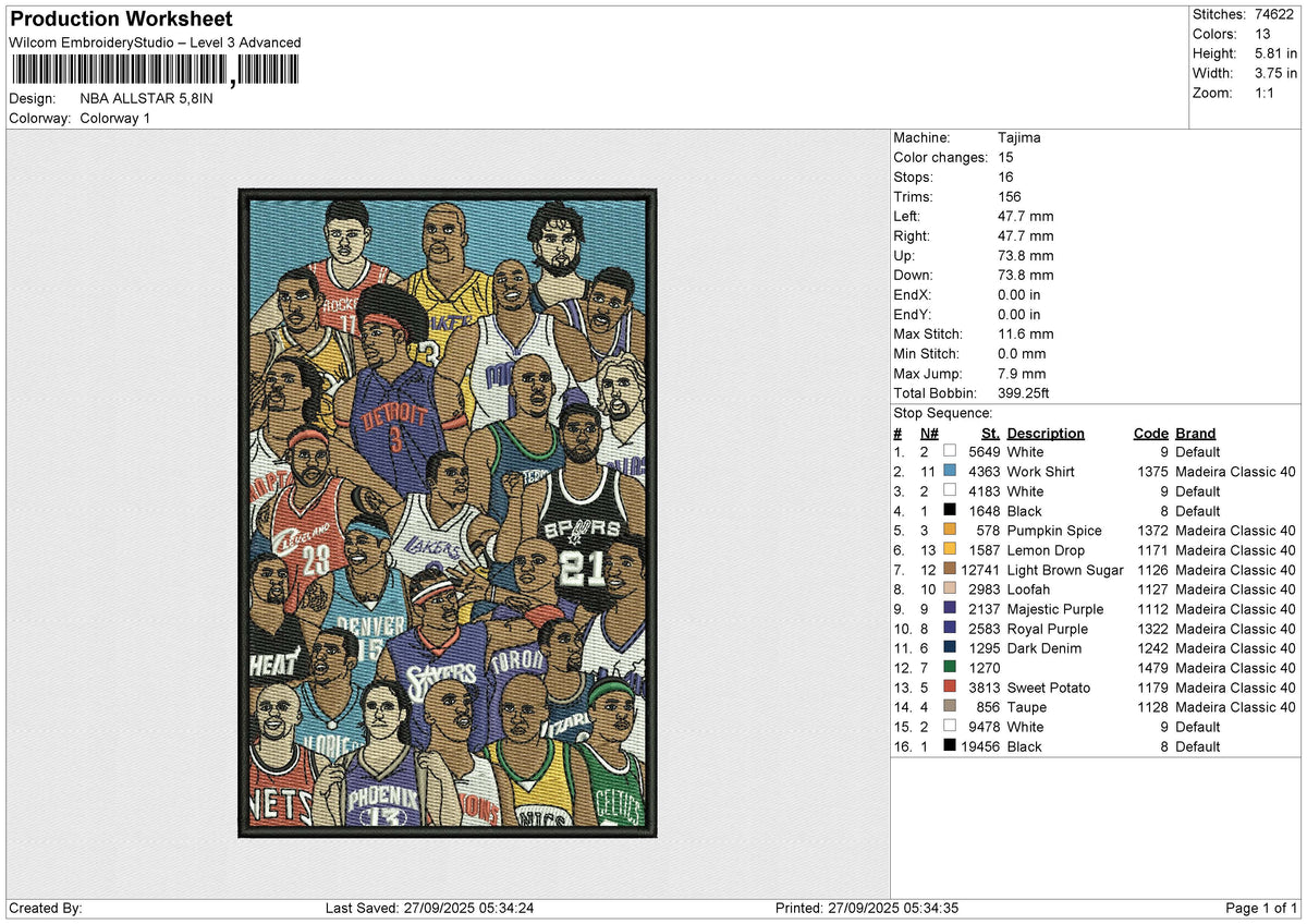 NBA ALLSTAR Embroidery File 6 size
