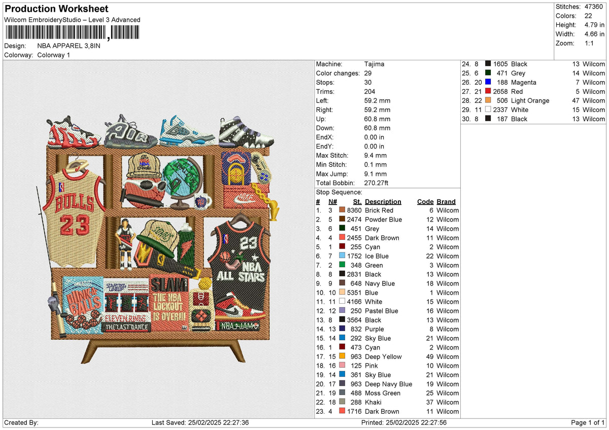 NBA APPAREL Embroidery File 6 size