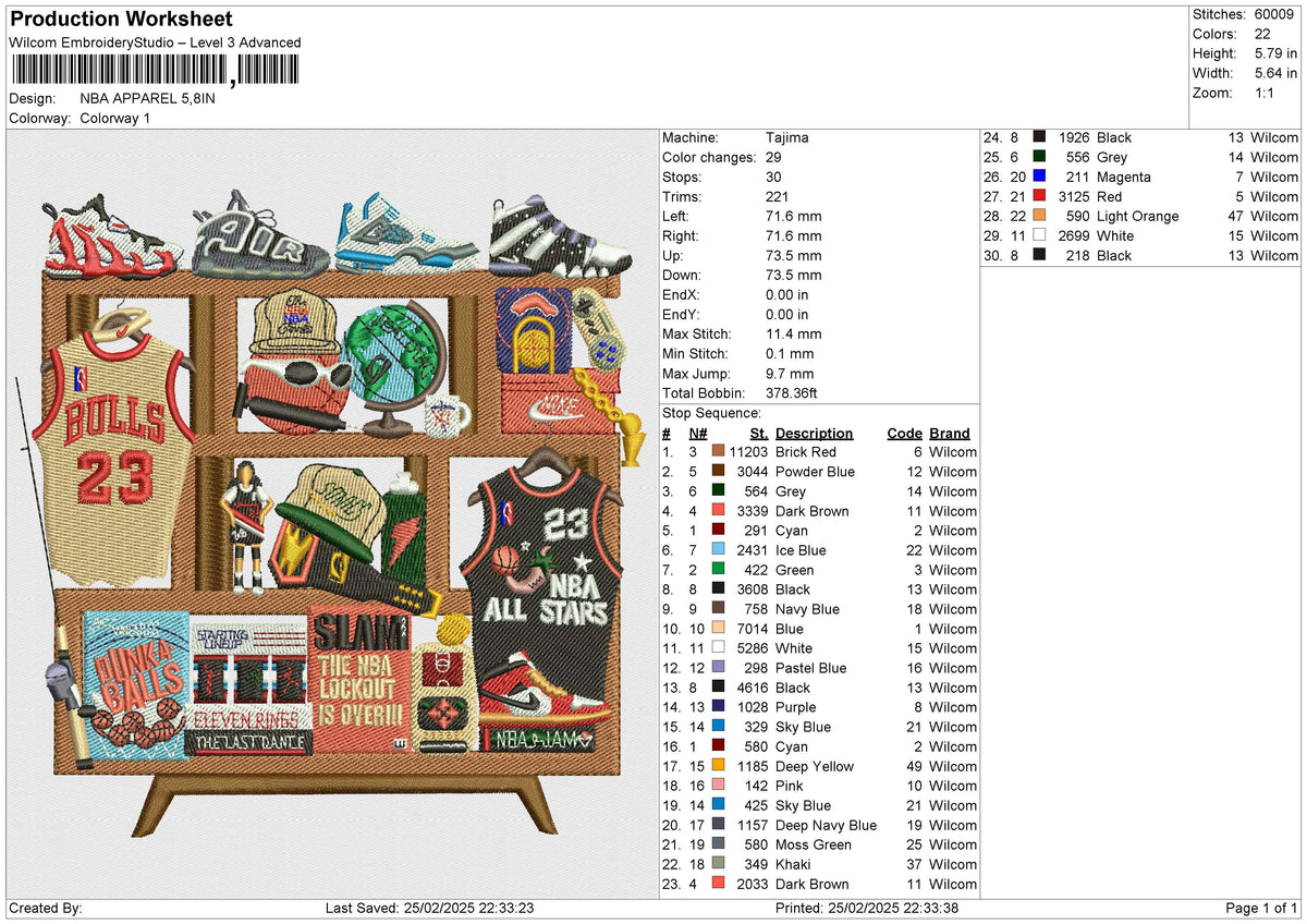 NBA APPAREL Embroidery File 6 size