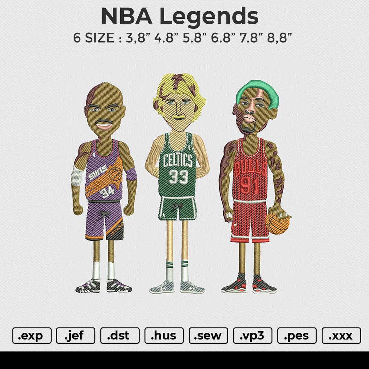 NBA Legends Embroidery File 6 size