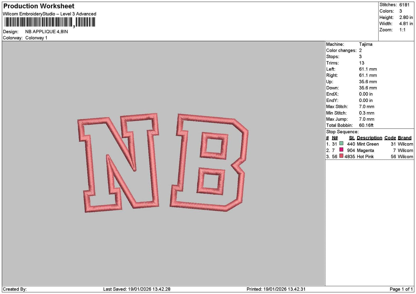 Nbtext Applique Embroidery File 6 sizes