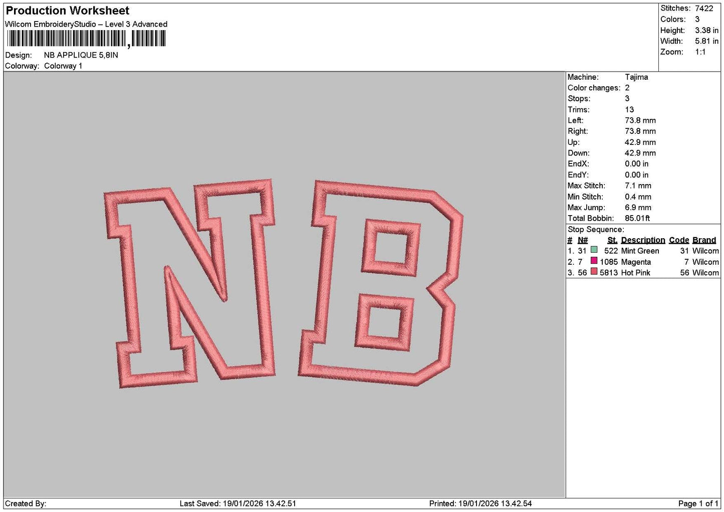Nbtext Applique Embroidery File 6 sizes