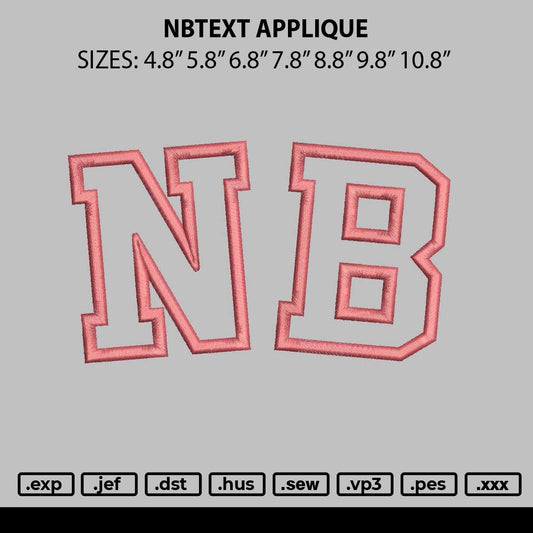 Nbtext Applique Embroidery File 6 sizes