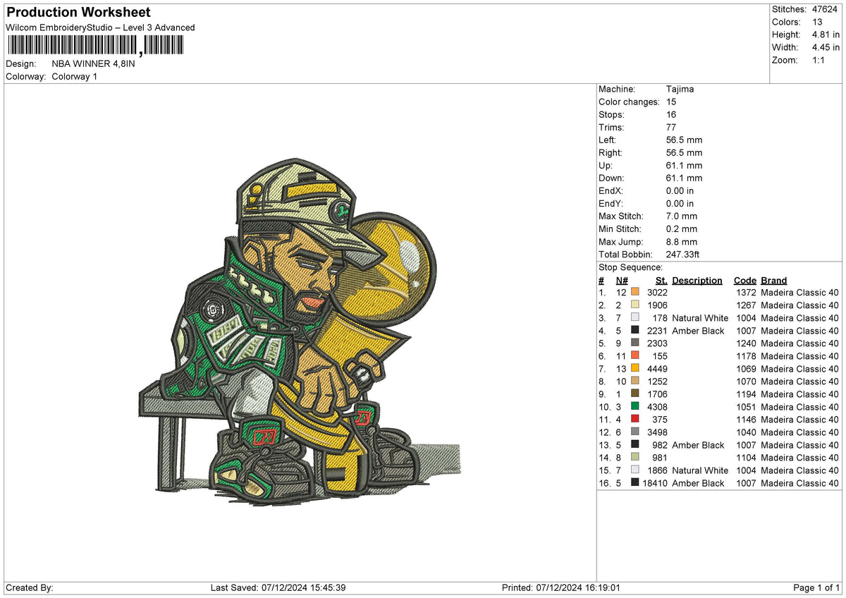 NBA WINNER Embroidery File 6 size