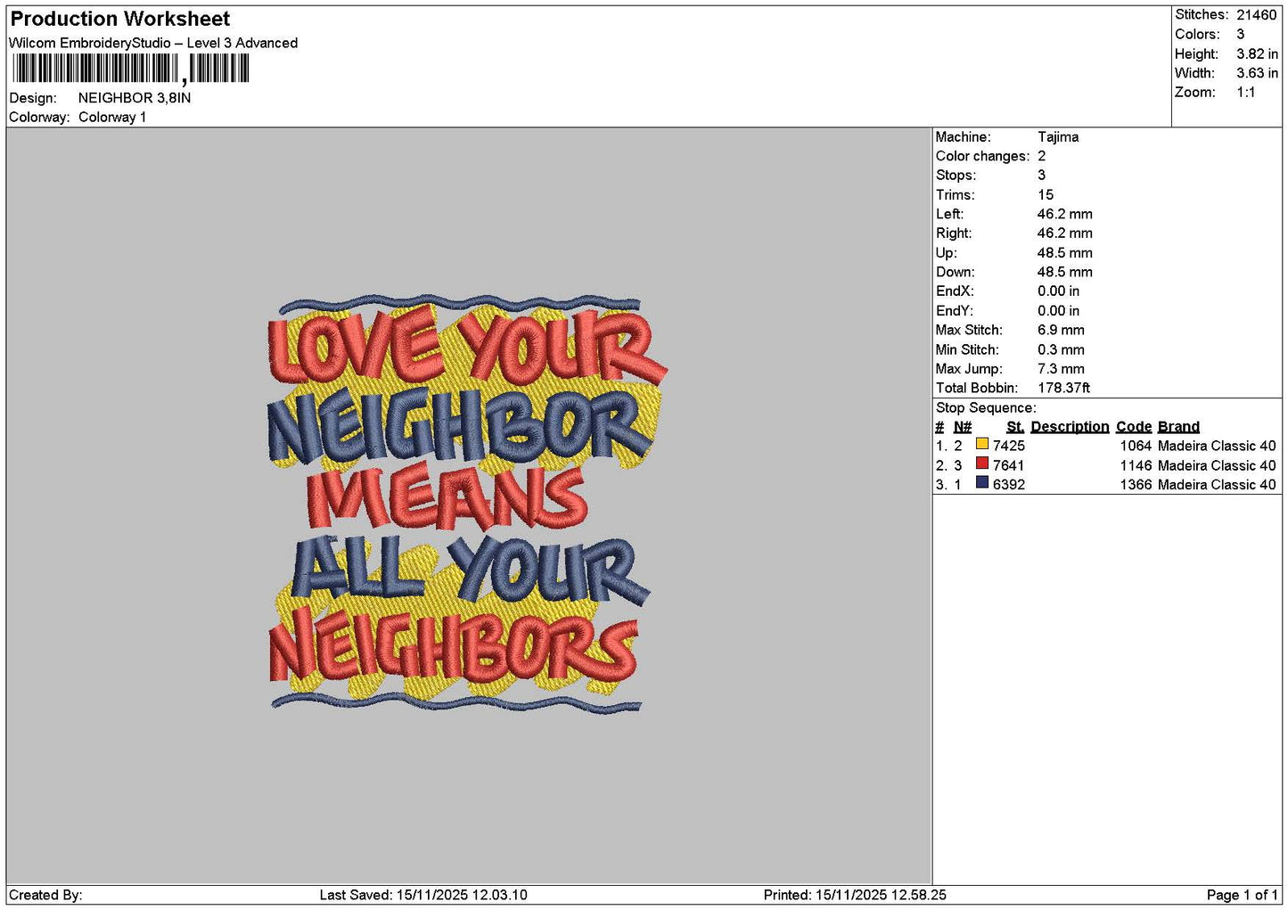 Meanstext Embroidery File 6 sizes